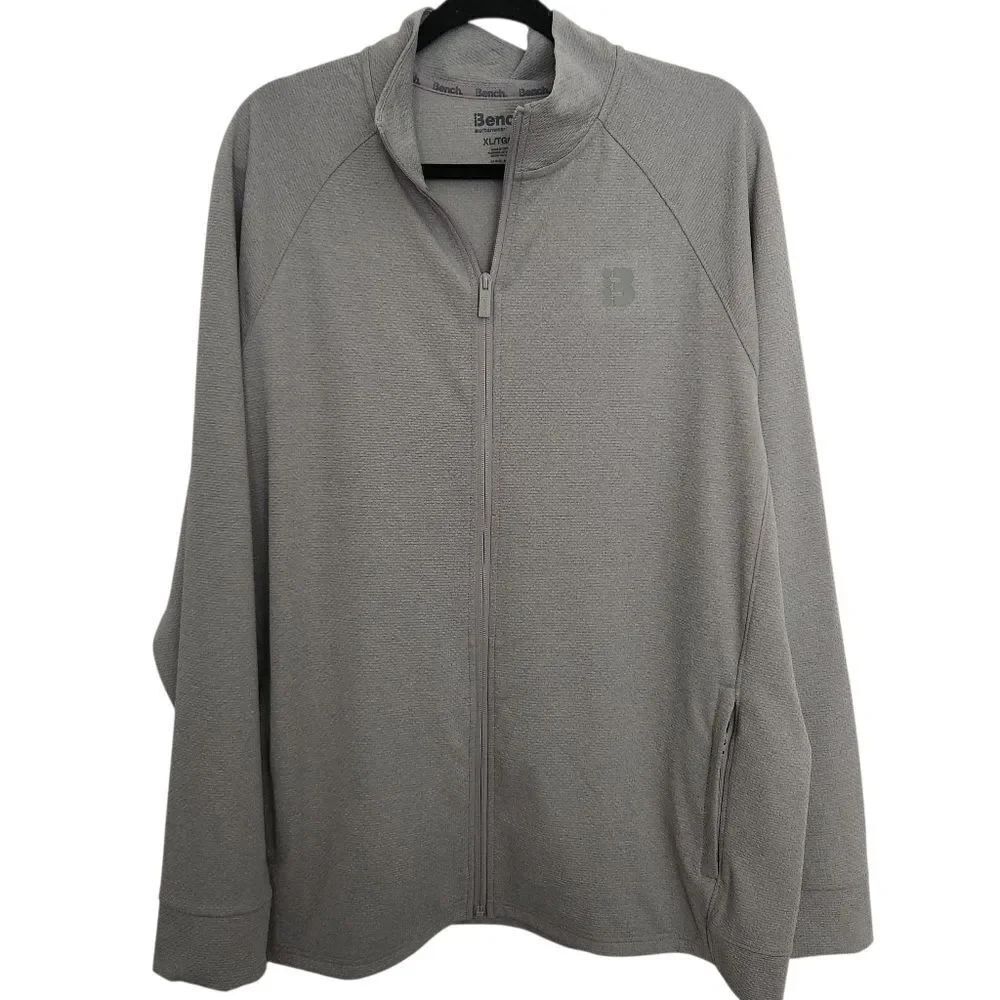 Bench Urbanwear Mens Full Front Zip Lightweight Jacket Gray Pockets XL NWOT